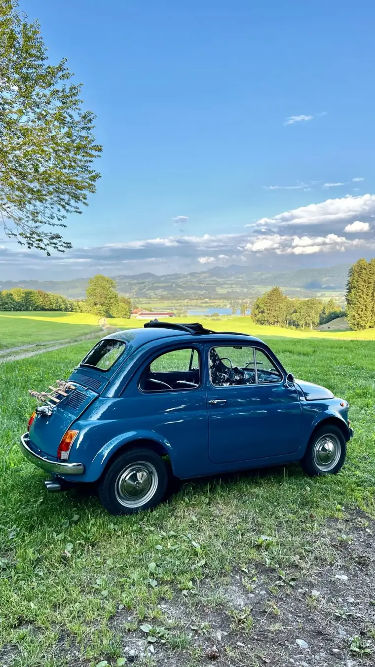 Fiat 500 vor Allgäuer Alpen