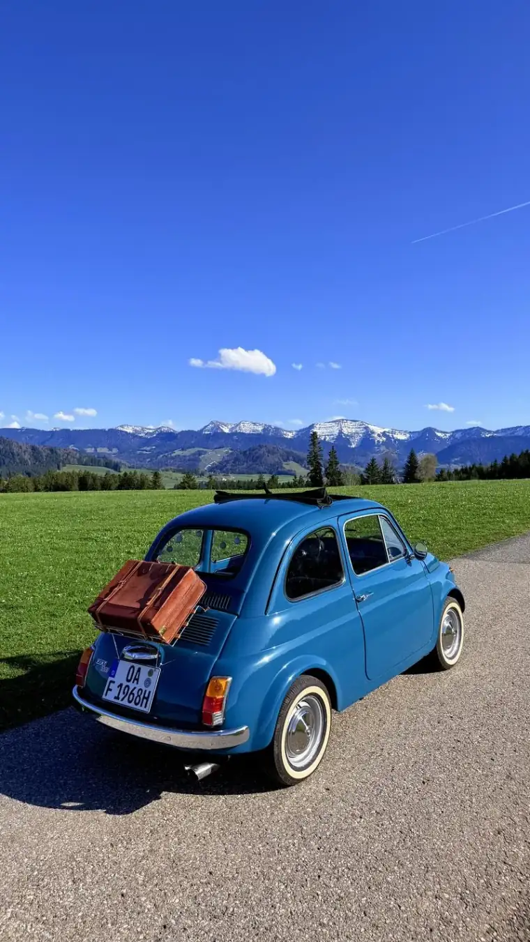 Fiat 500 Allgäu Bergpanorama