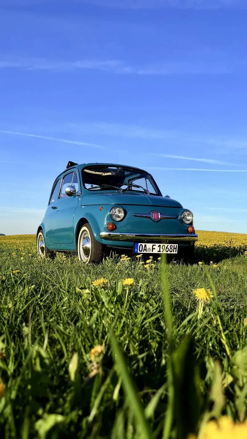 Fiat 500 Oldtimer im Frühling Allgäu